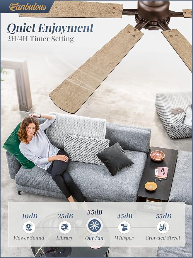 Fanbulous 60 Inch Ceiling Fan with Lights, APP & Remote Control, Flush Mount Low Profile Bronze Ceiling Fan, 3000-6000K Dimmable LED, Quiet Reversible Motor, 6 Blades, 6 Speeds,for Living Room Bedroom