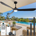 Ceiling Fan with Lights, 72'' Solid Wood Indoor/Outdoor Ceiling Fan with Quiet Reversible DC Motor, Compatible with Alexa/Google/App, 3CCT Dimmable, 6 Speeds Black Outdoor Fan for Patio Porch
