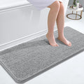 OLANLY Bathroom Runner Rugs 47x20, Soft Absorbent Chenille Bath Rugs, Rubber Backing Quick Dry, Machine Washable Long Bath Mats for Bathroom Floor, Tub and Shower, Home Decor Accessories, Light Grey