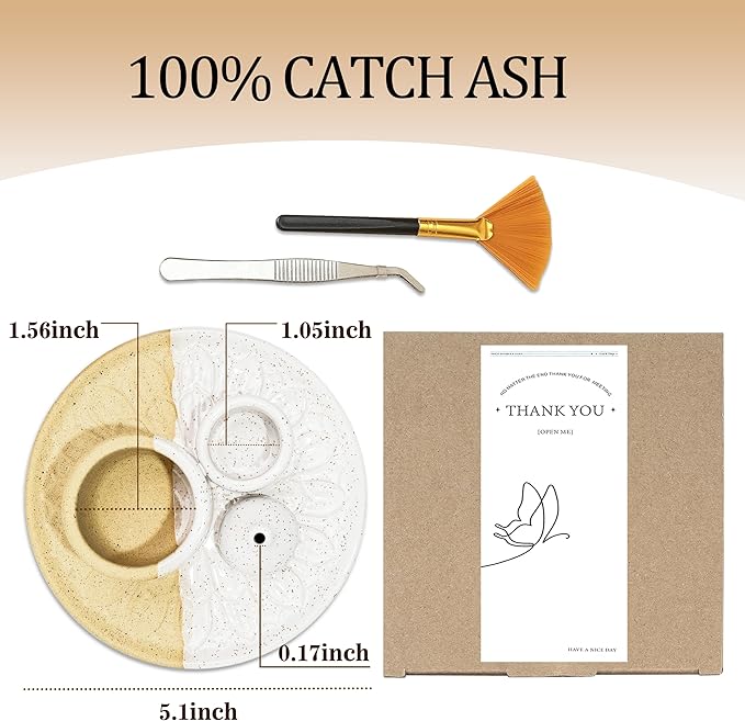 4 in 1 Incense Burner Holder,Sage Holder for Burning,Palo Santo Holder,Candle Holder,Ceramic Incense Burner Ash Catcher Tray for Meditation Yoga Room (Assorted Colors)