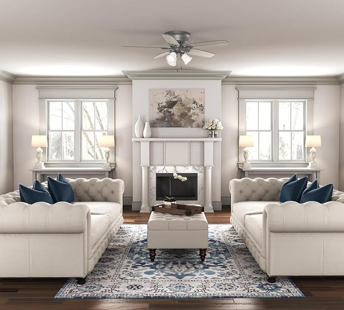 Hunter Builder, Indoor, Ceiling Fan, with LED Lights, 52 inch, Matte Silver