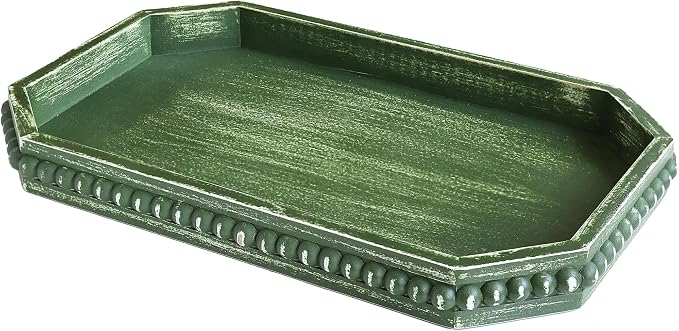 Hrastany Green Wood Decorative Tray, Coffee Table Tray for Ottoman