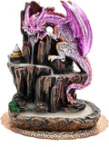 Dragon Backflow 2 Sided Mountain Waterfall Incense Burner,Fountain Smoke Incense Holder with Backflow Incense Cones, Tweezers, Mat，Resin Aromatherapy Meditationvaiuk (Purple)