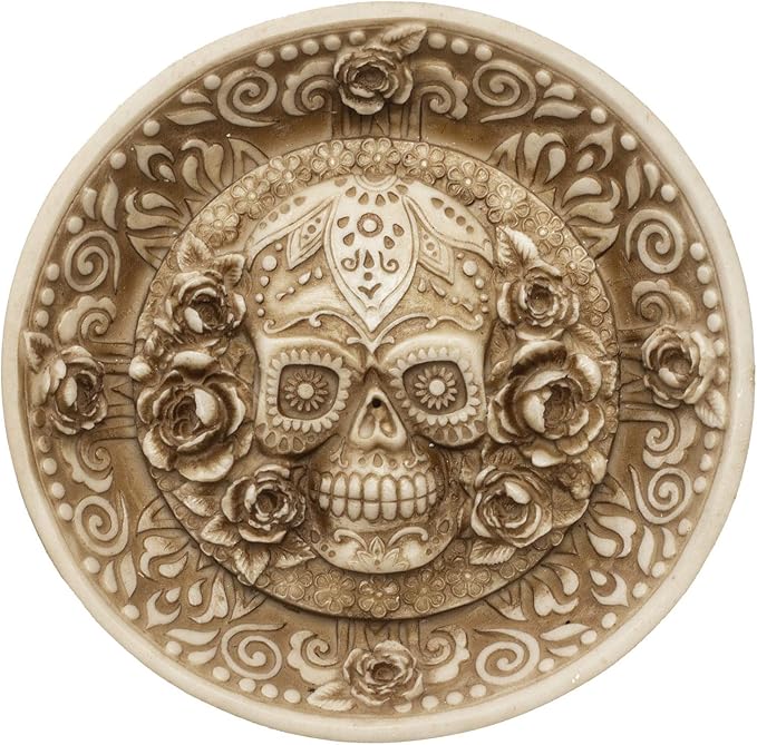 Pacific Giftware Day of The Dead Sugar Skull face Incense Burner Resin Figurine Dish
