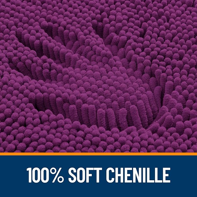 OLANLY Large Bathroom Rugs 70x46, Extra Soft Absorbent Chenille Bath Rugs, Rubber Backing Quick Dry, Machine Washable Bath Mats for Bathroom Floor, Tub and Shower, Home Decor Accessories, Purple