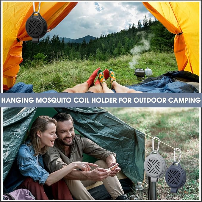 Colingmill 3 Pcs Portable Mosquito Coil Holder Silicone Hanging Incense Burner with Hook for Outdoor Pool Side Deck Camping Hiking