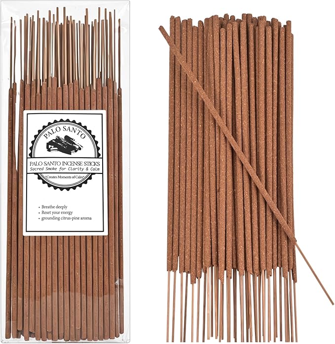 Incense Holder with 40 Pcs Palo Santo Incense Sticks - Incense Burner Holder with Glass Ash Catcher Relaxation, Purification, Meditation, Yoga Gift