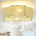 Boho Ceiling Fan with Light, 20'' Flush Mount Caged Ceiling Fan with Light Remote Control, Cotton Rope Low Profile Fandelier with 6 Speeds for Bedroom, Living Room