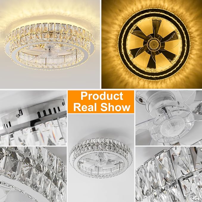 Crystal Fandelier Ceiling Fan with Lights and Remote LED Chandelier Fan