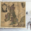 Ambesonne Scenery Shower Curtain, British Islands Scotland England European History Britain Grungy Art, Cloth Fabric Bathroom Decor Set with Hooks, 69" W x 84" L, Pale Brown Green and Pink