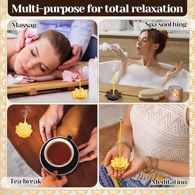 LemonRoad 100pcs Indian Return Gifts for Pooja, Lotus Incense Holder with Incense Stick Tray, Indian Wedding Festival Yoga Spa Home Fragrance Decor