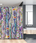 Ambesonne Floral Stall Shower Curtain, Geometric Mosaic Style Colorful Illustration Flower Pattern Ornamental Doodle Art, Fabric Bathroom Decor Set with Hooks, 54" W x 78" L, Purple Green