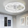 20'' Low Profile Ceiling Fan with Light and Remote, Diamond White | Flush Mount 7-Blade Fandelier with App Control, 3CCT Dimmable, Reversible DC Motor, 6 Speeds Ceiling Fan for Bedroom