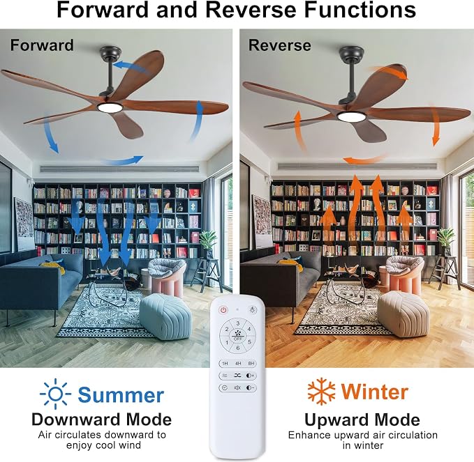 60 Inch Wood Ceiling Fans with Lights and Remote Control, Indoor Outdoor Modern Black Ceiling Fan with Light for Patio Office,Bedroom, 5 Blades, Dimmable, Reversible DC Motor, Memory Function