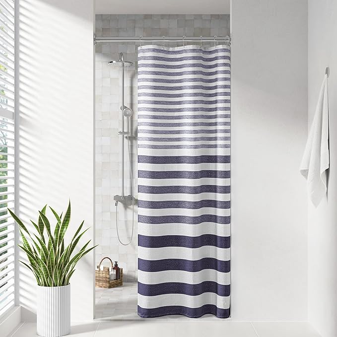 Madison Park Shower Curtain Spa Waffle Weave Stall Shower Curtain for Bathroom 3M Scotchgard Moisture Management, Spa Quality Modern Shower Curtains for Bathroom, Stall: 36x72'' Blue Ombre