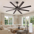 ZMISHIBO 65 Inch No Light, Large Industrial Ceiling Fan with 8 Aluminium Blades, Quiet DC Motor, 6 Speeds, Modern Ceiling Fan without Light for Garage/shop/living room,Oil-bronze