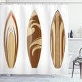 Ambesonne Surfboard Shower Curtain, Surfing Themed Adventurous Woodsy Earthy Color Natural Pattern Remote Shore Illustration, Cloth Fabric Bathroom Decor Set with Hooks, 69" W x 84" L, Brown Caramel