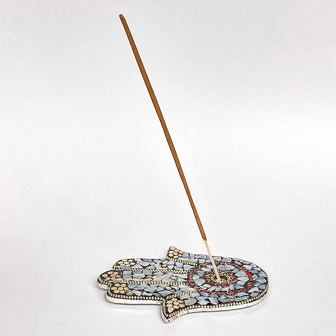 Pearl - Hamsa Hand Incense Holder - Mosaic Stones