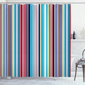 Ambesonne Abstract Shower Curtain, Barcode Lines Like Stripes Vertical Pattern Funky Modern Tile Illustration, Cloth Fabric Bathroom Decor Set with Hooks, 69" W x 84" L, Sky Blue