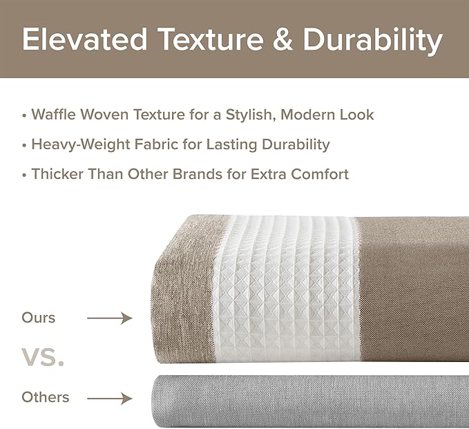 Madison Park Shower Curtain Spa Waffle Weave Wide Shower Curtain for Bathroom 3M Scotchgard Moisture Management, Spa Quality Modern Shower Curtains for Bathroom, Extra Wide 108"x72" Taupe Ombre