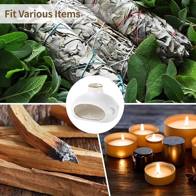 Palo Santo Sticks Holder Burner - Handcrafted Smudge Bowl for Meditation, Ash Catcher with Chimney, Sage Burner for Yoga, Home Decor