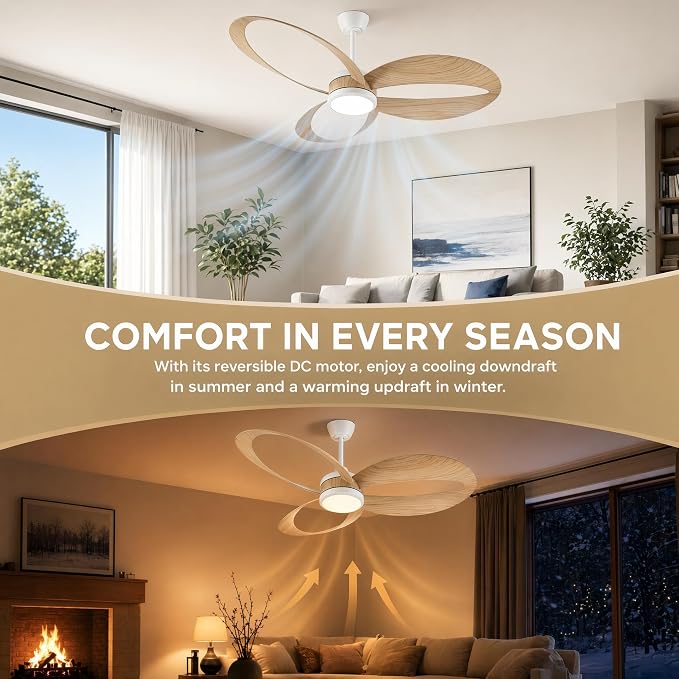 42 Inch Low Profile Ceiling Fan with Light | Quiet DC Motor, Remote Control, 3‑Color Dimmable LED, Reversible Airflow – Ideal for Bedroom, Living Room, Kitchen