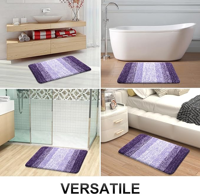 OLANLY Bathroom Runner Rugs Mat 70x24, Extra Soft Absorbent Microfiber Bath Rugs, Rubber Backing, Quick Dry, Washable Long Bath Mats for Bathroom Floor, Tub and Shower, Home Decor Accessories, Violet