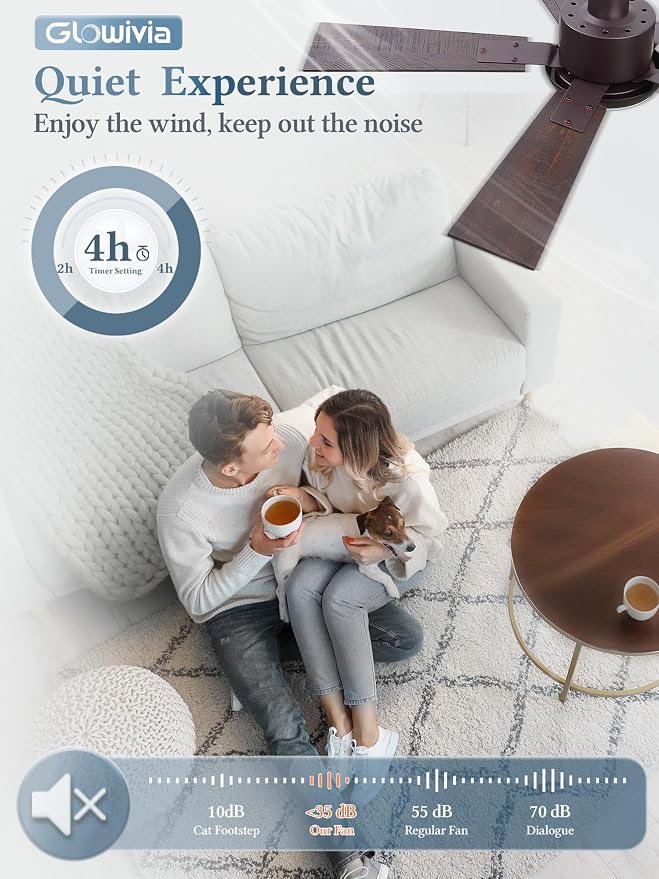 42 Inch Ceiling Fans with Lights and Remote&APP Control, Bronze Smart Ceiling Fan with 3000-6000K Dimmable, 6 Speeds Quiet Reversible Motor, Indoor/Outdoor Ceiling Fan for Bedroom Living Room