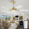 52" White Gold Ceiling Fan with Light and Remote, DC Motor Ceiling Fan with LED Light, 6-Speed Reversible, Dimmable 3CCT, Modern Ceiling Fan for Bedroom Living Room