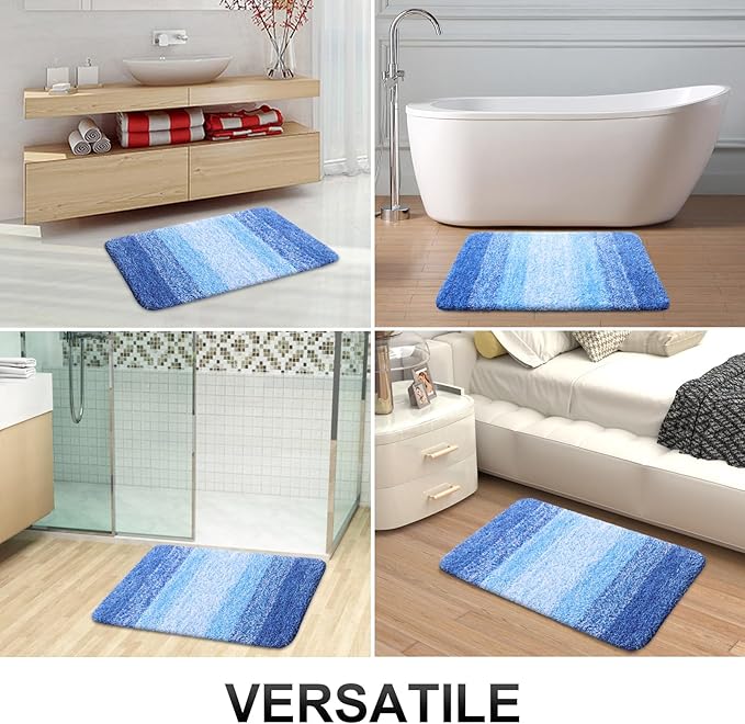 OLANLY Bathroom Runner Rugs Mat 59x24, Extra Soft Absorbent Microfiber Bath Rugs, Rubber Backing, Quick Dry, Long Bath Mats for Bathroom, Tub and Shower, Home Decor Accessories, Light Royal Blue