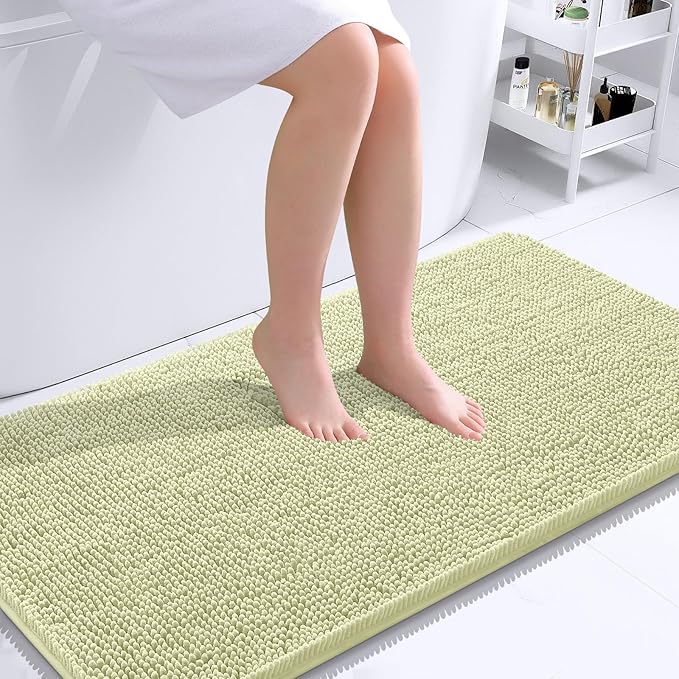 OLANLY Large Bathroom Rugs 40x24, Extra Soft Absorbent Chenille Bath Rugs, Rubber Backing Quick Dry, Machine Washable Bath Mats for Bathroom Floor, Tub and Shower, Home Decor Accessories, Vanilla
