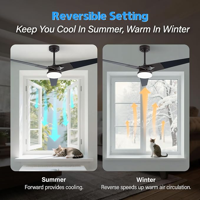 Ceiling Fan with Lights and Remote, 3 Blade App Control Timer Reversible Stepless Brightness and Color Temperature Outdoor Wood Ceiling Fan with Lights (Brown, 60 In'ch)