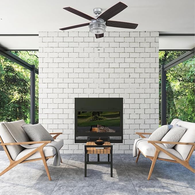 Honeywell Foxhaven Farmhouse 52 Inch Ceiling Fan with LED Light, Galvanized