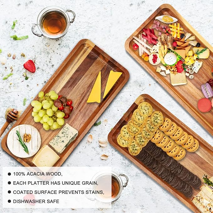 Manspdier Middle Size 3 Tier Cupcake Stand & Towers Serving Tray for Party, Acacia Wooden Dessert Table Display Set, Decorative Tiered Decor Small Chees Charcuterie Boards Rustic Wood Platters Trays