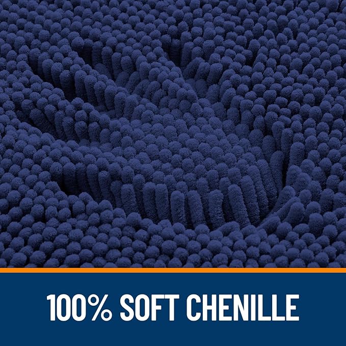 OLANLY Large Bathroom Rugs 47x32, Soft Absorbent Chenille Bath Rugs, Rubber Backing Quick Dry, Machine Washable Bath Mats for Bathroom Floor, Tub and Shower, Home Decor Accessories, Twilight Sapphire