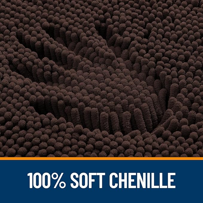 OLANLY Toilet Rugs U-Shaped 20x20, Extra Soft Absorbent Chenille Contour Bathroom Rugs for Toilet, Dry Quickly, Machine Washable, Non-Slip Bath Mat, Brown