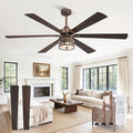 Fanbulous 65 Inch Large Farmhouse Ceiling Fan with Light & Remote,Black | Powerful 6-Speed Reversible DC Motor, Industrial 6 Dual Finish Blades, Ideal for Living Room, Bedroom, Patio, Garage
