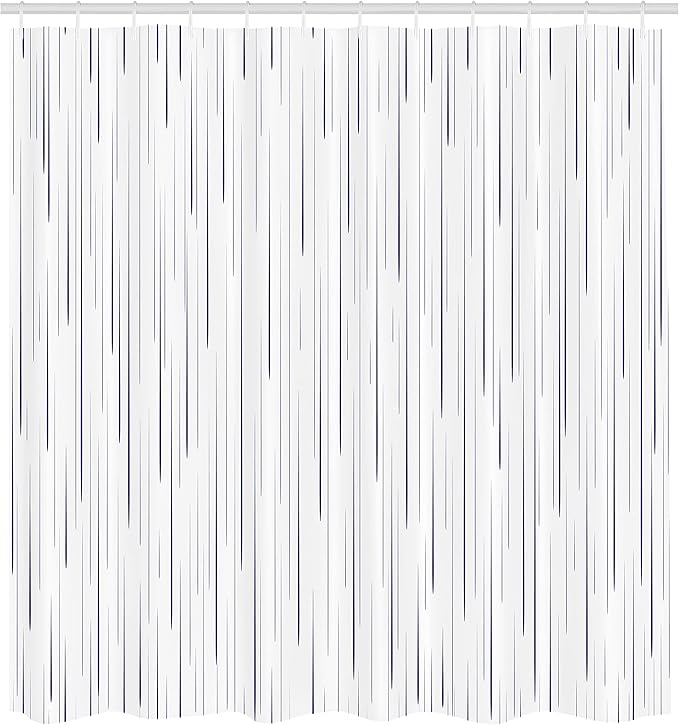 Ambesonne Abstract Shower Curtain, Abstract Rain Water Droplets Falling Out of The Sky Winter Inspired Art, Cloth Fabric Bathroom Decor Set with Hooks, 69" W x 70" L, Navy Blue
