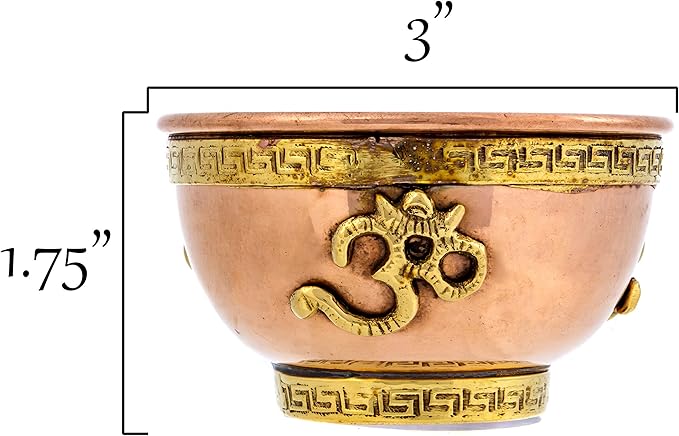 Om Copper Bowl - Offering Bowl for Altar or Ritual Use - Incense Holder, Home Decor - 3 Inches Wide