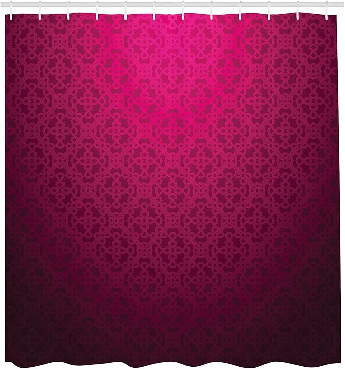 Ambesonne Magenta Shower Curtain, Antique Ornamental Monochrome Royal Drawing with Influence Bohemian Print, Cloth Fabric Bathroom Decor Set with Hooks, 69" W x 70" L, Purple