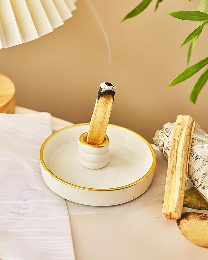 Palo Santo Holder, Incense Holder for Palo Santo Sticks, Ceramic Incense Burner, Scent Wood Stand and Ash Catcher, Simple, Sturdy and Well Made