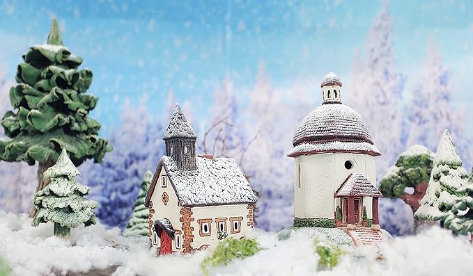 Ceramic Houses and Villages Collection - Handmade Miniature of The Original Chapel in Tyrol, Winter Edition - Candle, Cone Incense Holder R290SN