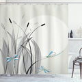Ambesonne Dragonfly Shower Curtain, Dragonflies on Flowers and Branches Flourishing Nature Spring Time Predator Print, Cloth Fabric Bathroom Decor Set with Hooks, 69" W x 84" L, Beige Black
