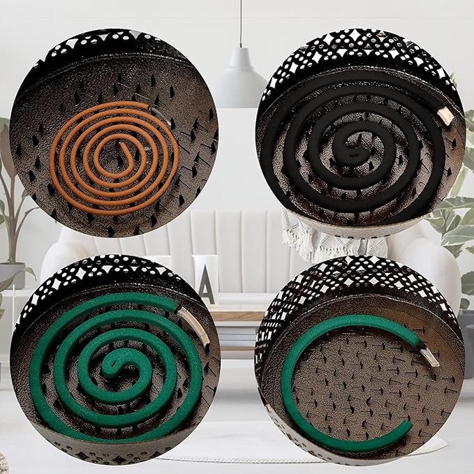 MyLifeUNIT Mosquito Coil Holder, 2 Pack Retro Portable Mosquito Incense Burner for Home and Camping (Brown)