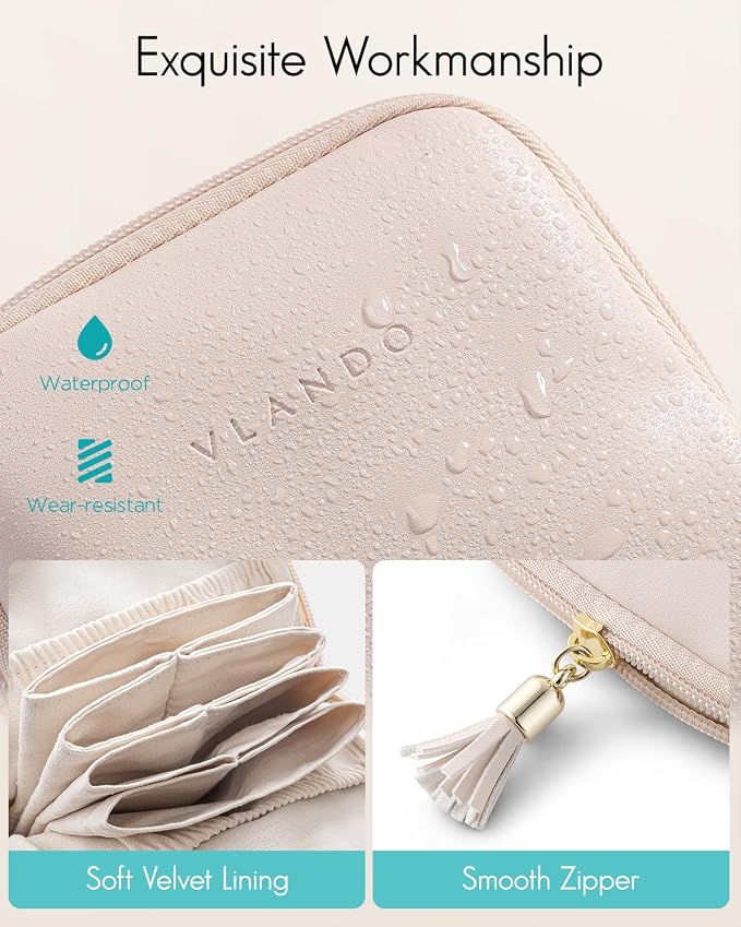 VLANDO Small Travel Jewelry Organizer,Bridesmaid Gifts,Jewelry Pouch Bags,Velvet Jewelry Storage Bag for Bracelet Rings Earring,Portable Jewelry Travel Case for Traveler-Apricot Pink