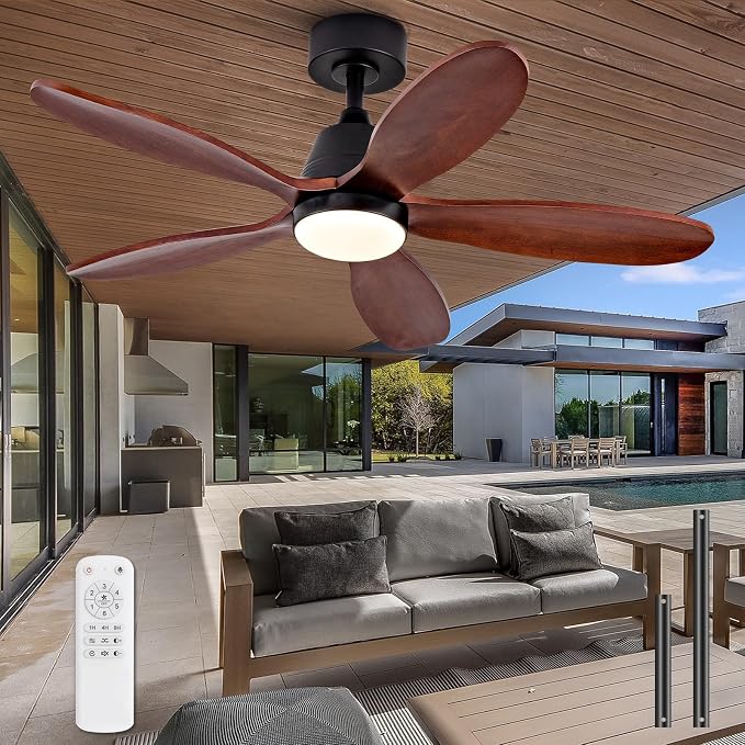 Ceiling Fans with Lights, 42 inch Ceiling Fan with Light and Remote Control, 3CCT, Dimmable, Reversible, Noiseless, Black Ceiling Fan for Bedroom, Living Room
