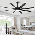 ZMISHIBO 72 Inch Ceiling Fans with Lights, Indoor/Outdoor Industrial Ceiling Fan with 8 Aluminum Reversible Blade, Quiet DC Motor, 3CCT&6-Speed Remote Control, Damp Rated for Living Room/Garage/Gazebo