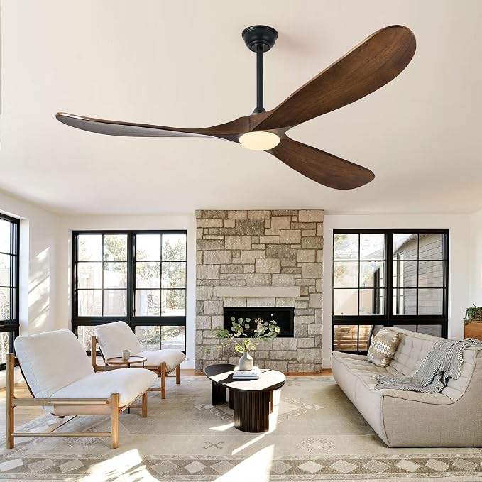 Haipeel 72 Inch Ceiling Fans with Lights, Wood Outdoor Ceiling Fan for Patio and Remote Control Rustic Propeller Large Ceiling Fans with Light Farmhouse Indoor Quiet High cfm, Oil Rubbed Bronze