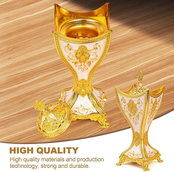 Bakhoor Incense Burner, 11Inches Charcoal Incense Burner - for Yoga, Spa Aromatherapy, Office & Home Decor, Trophy Shape (Gold)