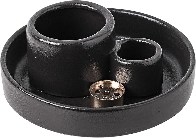 Ceramic Palo Santo and Sage Holder, Incense Holder for Palo Santo Sticks, Sage Burner Dish Stand with Ash Catcher, Modern Minimalist (Black)